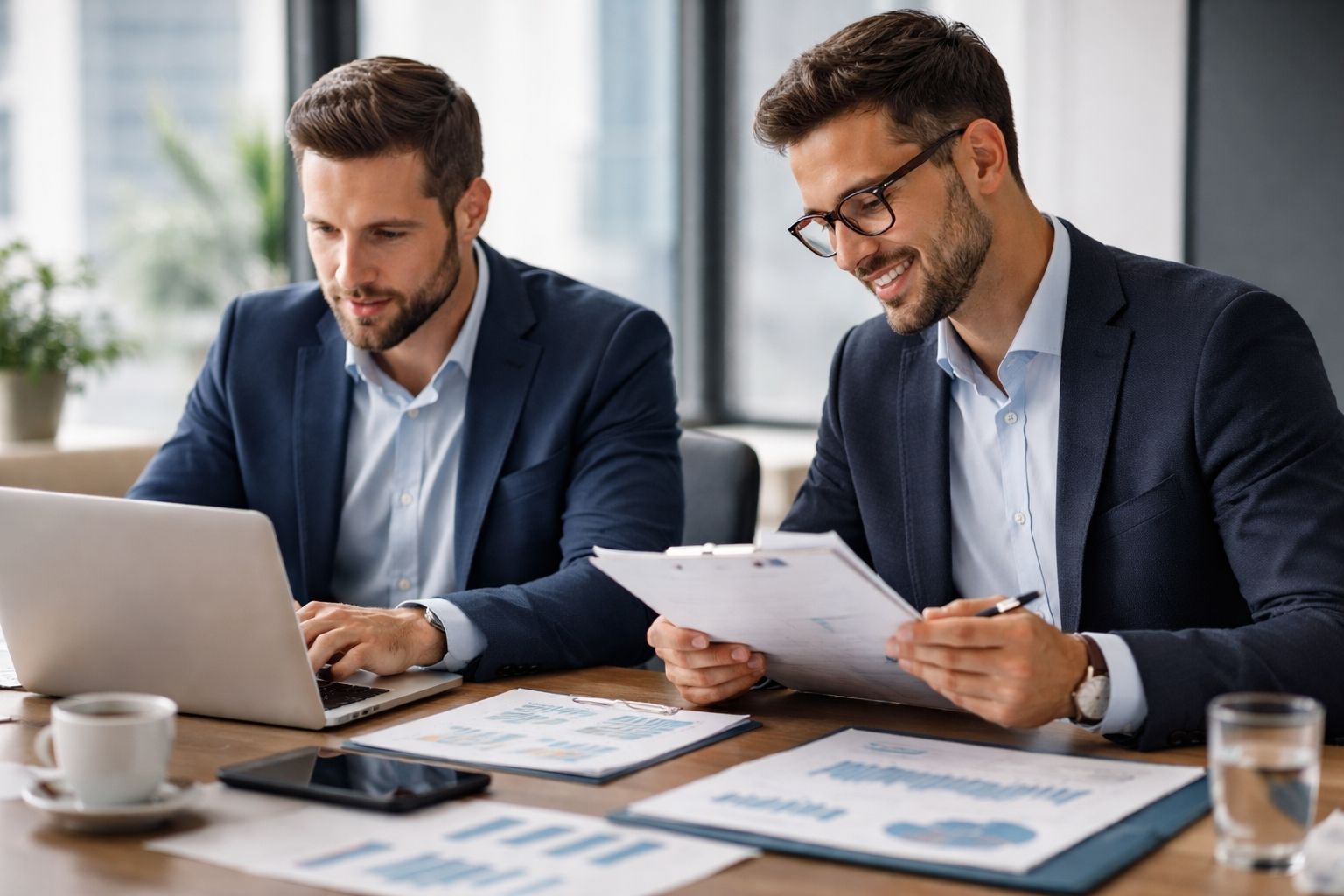 Dwóch analityków, jeden biznesowy, drugi systemowy rozmawiają